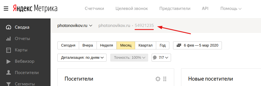 Номер счетчика Яндекс.Метрики